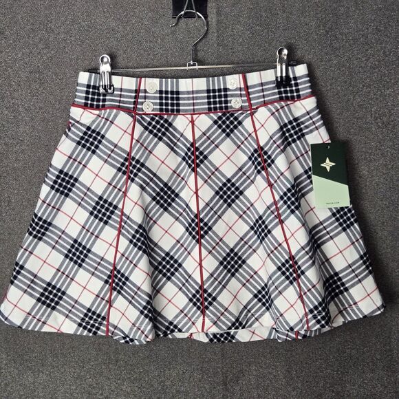 Tuckernuck S White Red Black Plaid Renee Mini Golf Skirt Skort - Picture 2 of 9